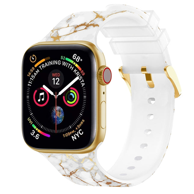 Square Buckle Color Printing Watch Band For Apple Watch Ultra 49mm&Watch Ultra 2 49mm / Series 9&8&7 45mm / SE 3&SE 2&6&SE&5&4 44mm / 3&2&1 42mm(Marble 1)-garmade.com