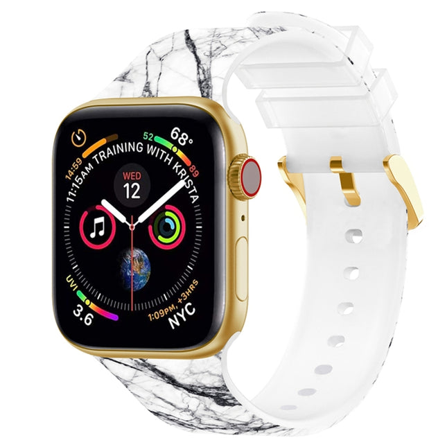 Square Buckle Color Printing Watch Band For Apple Watch Ultra 49mm&Watch Ultra 2 49mm / Series 9&8&7 45mm / SE 3&SE 2&6&SE&5&4 44mm / 3&2&1 42mm(Marble 4)-garmade.com