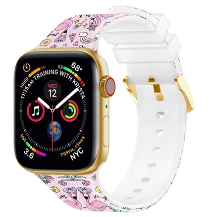 Square Buckle Color Printing Watch Band For Apple Watch Ultra 49mm&Watch Ultra 2 49mm / Series 9&8&7 45mm / SE 3&SE 2&6&SE&5&4 44mm / 3&2&1 42mm(Flamingo 1)-garmade.com