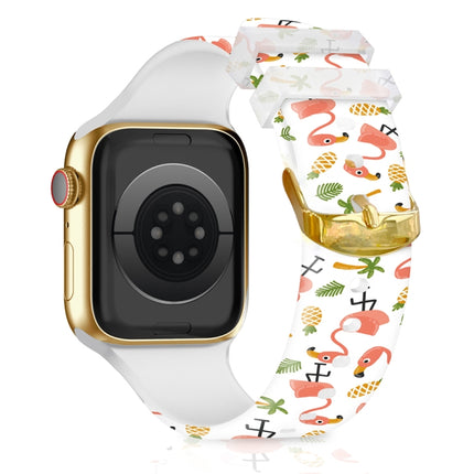 Square Buckle Color Printing Watch Band For Apple Watch Ultra 49mm&Watch Ultra 2 49mm / Series 9&8&7 45mm / SE 3&SE 2&6&SE&5&4 44mm / 3&2&1 42mm(Flamingo 2)-garmade.com