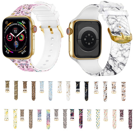 Square Buckle Color Printing Watch Band For Apple Watch Ultra 49mm&Watch Ultra 2 49mm / Series 9&8&7 45mm / SE 3&SE 2&6&SE&5&4 44mm / 3&2&1 42mm(Marble 3)-garmade.com