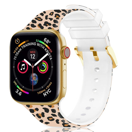 Square Buckle Color Printing Watch Band For Apple Watch Series 9&8&7 41mm / SE 3&SE 2&6&SE&5&4 40mm / 3&2&1 38mm(Leopard 2)-garmade.com