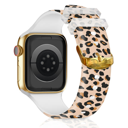 Square Buckle Color Printing Watch Band For Apple Watch Series 9&8&7 41mm / SE 3&SE 2&6&SE&5&4 40mm / 3&2&1 38mm(Leopard 2)-garmade.com