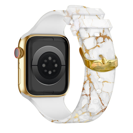 Square Buckle Color Printing Watch Band For Apple Watch Series 9&8&7 41mm / SE 3&SE 2&6&SE&5&4 40mm / 3&2&1 38mm(Marble 1)-garmade.com