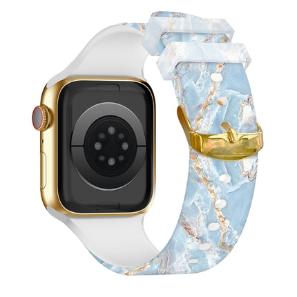 Square Buckle Color Printing Watch Band For Apple Watch Series 9&8&7 41mm / SE 3&SE 2&6&SE&5&4 40mm / 3&2&1 38mm(Marble 2)-garmade.com