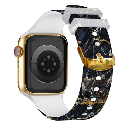 Square Buckle Color Printing Watch Band For Apple Watch Series 9&8&7 41mm / SE 3&SE 2&6&SE&5&4 40mm / 3&2&1 38mm(Marble 3)-garmade.com