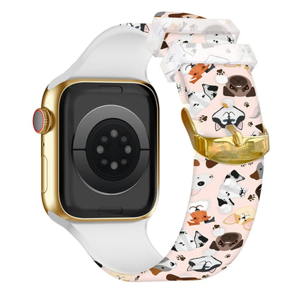 Square Buckle Color Printing Watch Band For Apple Watch Series 9&8&7 41mm / SE 3&SE 2&6&SE&5&4 40mm / 3&2&1 38mm(Animal 1)-garmade.com