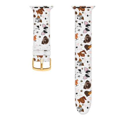 Square Buckle Color Printing Watch Band For Apple Watch Series 9&8&7 41mm / SE 3&SE 2&6&SE&5&4 40mm / 3&2&1 38mm(Animal 2)-garmade.com
