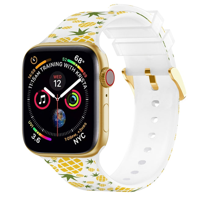 Square Buckle Color Printing Watch Band For Apple Watch Series 9&8&7 41mm / SE 3&SE 2&6&SE&5&4 40mm / 3&2&1 38mm(Fruit 2)-garmade.com