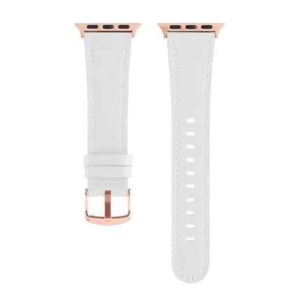Universal Genuine Leather Watch Band For Apple Watch Ultra 49mm / Series 8&7 45mm / SE 2&6&SE&5&4 44mm / 3&2&1 42mm(White)-garmade.com