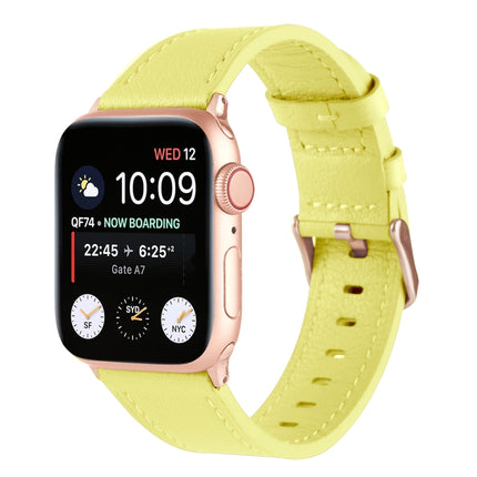 Universal Genuine Leather Watch Band For Apple Watch Ultra 49mm / Series 8&7 45mm / SE 2&6&SE&5&4 44mm / 3&2&1 42mm(Light Yellow)-garmade.com
