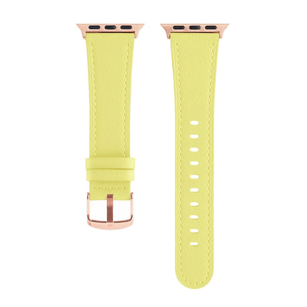 Universal Genuine Leather Watch Band For Apple Watch Ultra 49mm / Series 8&7 45mm / SE 2&6&SE&5&4 44mm / 3&2&1 42mm(Light Yellow)-garmade.com
