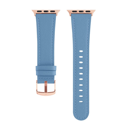 Universal Genuine Leather Watch Band For Apple Watch Ultra 49mm / Series 8&7 45mm / SE 2&6&SE&5&4 44mm / 3&2&1 42mm(Lake Blue)-garmade.com