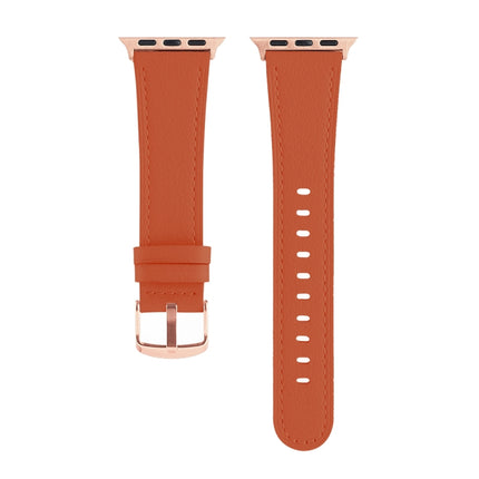 Universal Genuine Leather Watch Band For Apple Watch Ultra 49mm / Series 8&7 45mm / SE 2&6&SE&5&4 44mm / 3&2&1 42mm(Orange)-garmade.com