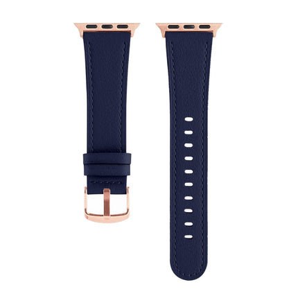 Universal Genuine Leather Watch Band For Apple Watch Ultra 49mm / Series 8&7 45mm / SE 2&6&SE&5&4 44mm / 3&2&1 42mm(Dark Blue)-garmade.com