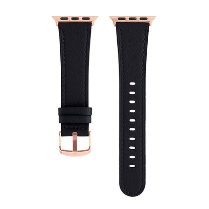 Universal Genuine Leather Watch Band For Apple Watch Ultra 49mm / Series 8&7 45mm / SE 2&6&SE&5&4 44mm / 3&2&1 42mm(Black)-garmade.com