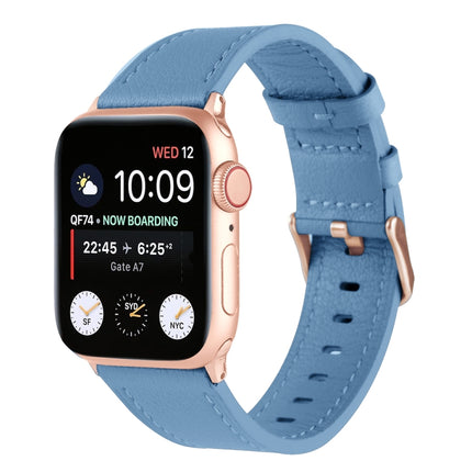 Universal Genuine Leather Watch Band For Apple Watch Series 8&7 41mm / SE 2&6&SE&5&4 40mm / 3&2&1 38mm(Lake Blue)-garmade.com