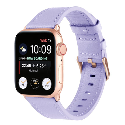 Universal Genuine Leather Watch Band For Apple Watch Series 8&7 41mm / SE 2&6&SE&5&4 40mm / 3&2&1 38mm(Lavender Purple)-garmade.com