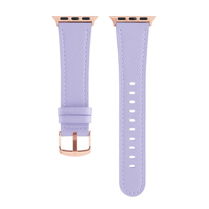 Universal Genuine Leather Watch Band For Apple Watch Series 8&7 41mm / SE 2&6&SE&5&4 40mm / 3&2&1 38mm(Lavender Purple)-garmade.com