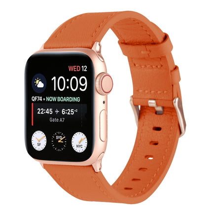 Universal Genuine Leather Watch Band For Apple Watch Series 8&7 41mm / SE 2&6&SE&5&4 40mm / 3&2&1 38mm(Orange)-garmade.com