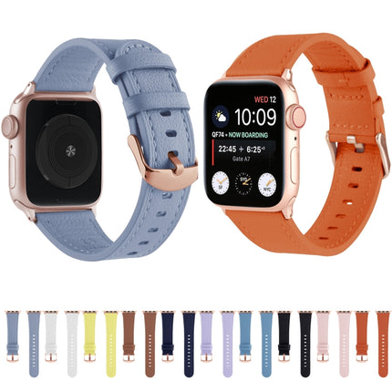 Universal Genuine Leather Watch Band For Apple Watch Series 8&7 41mm / SE 2&6&SE&5&4 40mm / 3&2&1 38mm(Pink Cyan)-garmade.com