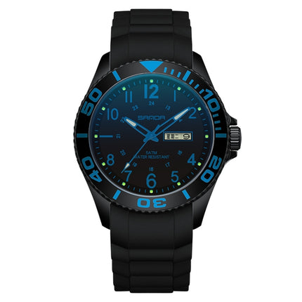 SANDA 9005 TPU Strap Dual Display Waterproof Electronic Watch(Black Blue)-garmade.com