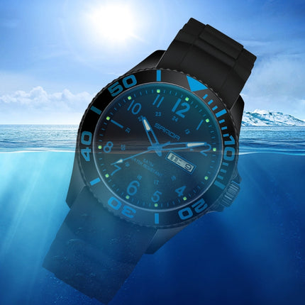 SANDA 1053 Womens TPU Strap Dual Display Waterproof Electronic Watch(Black Blue)-garmade.com