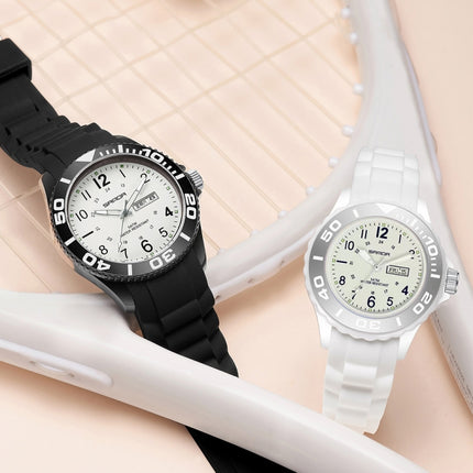 SANDA 1053 Womens TPU Strap Dual Display Waterproof Electronic Watch(White)-garmade.com