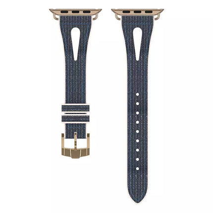 Slim Glitter Watch Band For Apple Watch Ultra 49mm&Watch Ultra 2 49mm / Series 9&8&7 45mm / SE 3&SE 2&6&SE&5&4 44mm / 3&2&1 42mm(Midnight Blue)-garmade.com