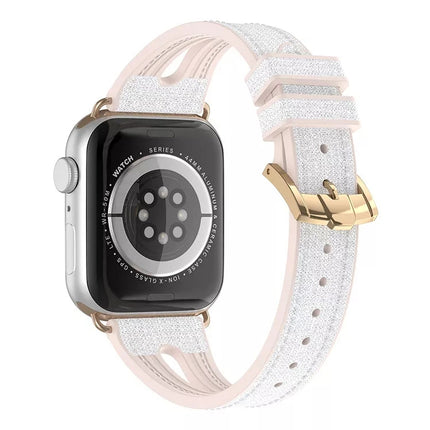 Slim Glitter Watch Band For Apple Watch Ultra 49mm&Watch Ultra 2 49mm / Series 9&8&7 45mm / SE 3&SE 2&6&SE&5&4 44mm / 3&2&1 42mm(Silver)-garmade.com