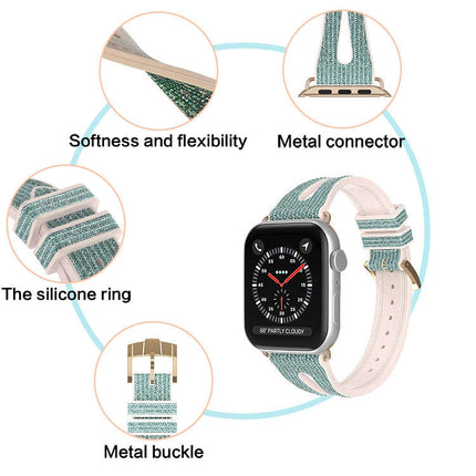 Slim Glitter Watch Band For Apple Watch Ultra 49mm&Watch Ultra 2 49mm / Series 9&8&7 45mm / SE 3&SE 2&6&SE&5&4 44mm / 3&2&1 42mm(Midnight Blue)-garmade.com