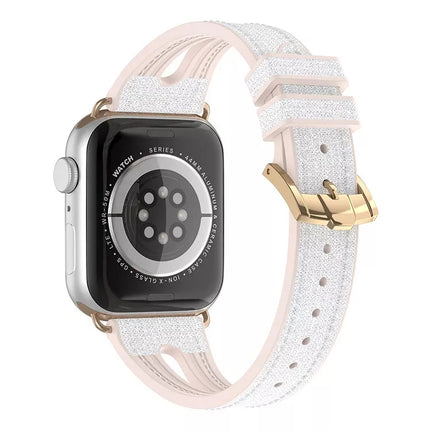 Slim Glitter Watch Band For Apple Watch Series 9&8&7 41mm / SE 3&SE 2&6&SE&5&4 40mm / 3&2&1 38mm(Silver)-garmade.com