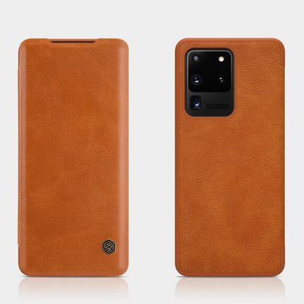 For Galaxy S20 Ultra/S20 Ultra 5G NILLKIN QIN Series Crazy Horse Texture Horizontal Flip Leather Case with Card Slot(Brown)-garmade.com