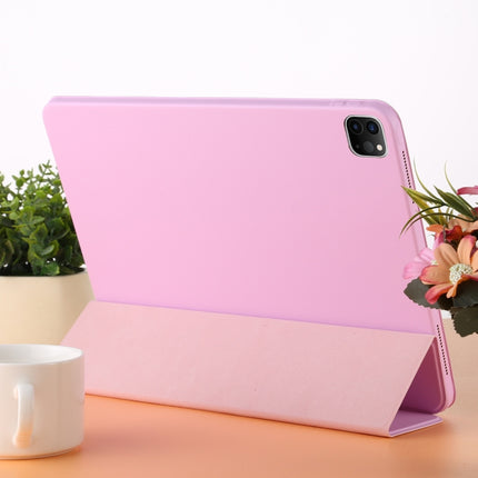 For iPad Pro 11 2022 / 2021 / 2020 3-fold Horizontal Flip Smart Leather Tablet Case with Sleep / Wake-up Function & Holder(Pink)-garmade.com