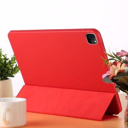 For iPad Pro 11 2022 / 2021 / 2020 3-fold Horizontal Flip Smart Leather Tablet Case with Sleep / Wake-up Function & Holder(Red)-garmade.com