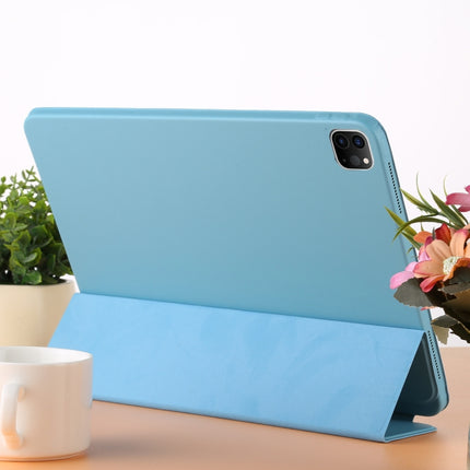 For iPad Pro 11 2022 / 2021 / 2020 3-fold Horizontal Flip Smart Leather Tablet Case with Sleep / Wake-up Function & Holder(Blue)-garmade.com