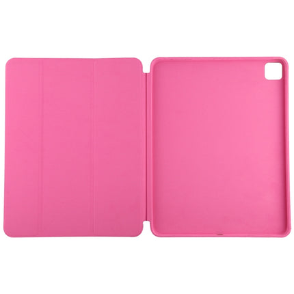 For iPad Pro 11 2022 / 2021 / 2020 3-fold Horizontal Flip Smart Leather Tablet Case with Sleep / Wake-up Function & Holder(Rose Red)-garmade.com