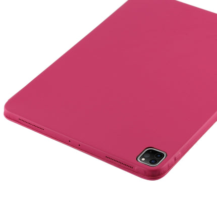 For iPad Pro 11 2022 / 2021 / 2020 3-fold Horizontal Flip Smart Leather Tablet Case with Sleep / Wake-up Function & Holder(Rose Red)-garmade.com