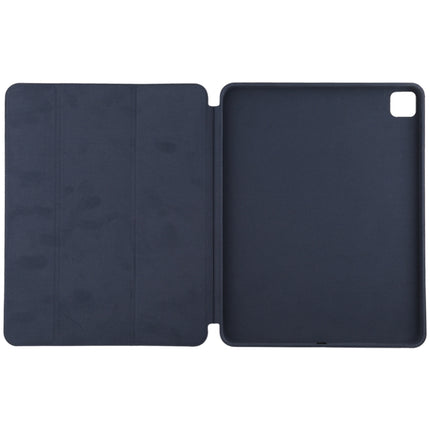 For iPad Pro 11 2022 / 2021 / 2020 3-fold Horizontal Flip Smart Leather Tablet Case with Sleep / Wake-up Function & Holder(Dark Blue)-garmade.com