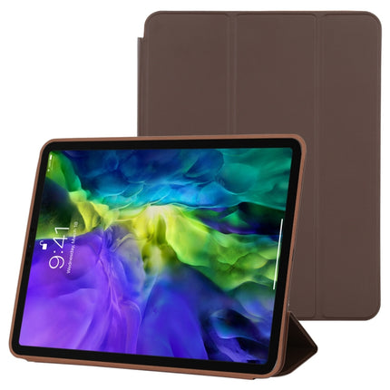 For iPad Pro 11 2022 / 2021 / 2020 3-fold Horizontal Flip Smart Leather Tablet Case with Sleep / Wake-up Function & Holder(Brown)-garmade.com