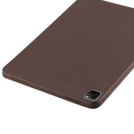 For iPad Pro 11 2022 / 2021 / 2020 3-fold Horizontal Flip Smart Leather Tablet Case with Sleep / Wake-up Function & Holder(Brown)-garmade.com