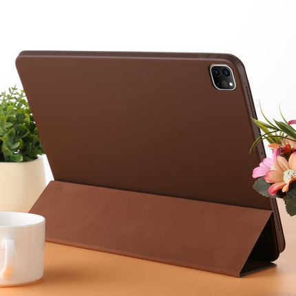 For iPad Pro 11 2022 / 2021 / 2020 3-fold Horizontal Flip Smart Leather Tablet Case with Sleep / Wake-up Function & Holder(Brown)-garmade.com