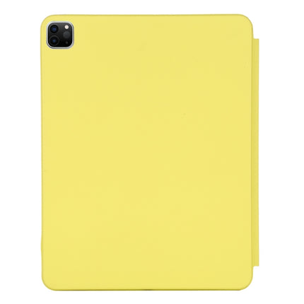 For iPad Pro 12.9 inch (2020/2021) 3-fold Horizontal Flip Smart Leather Tablet Case with Sleep / Wake-up Function & Holder(Yellow)-garmade.com