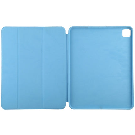 For iPad Pro 12.9 inch (2020/2021) 3-fold Horizontal Flip Smart Leather Tablet Case with Sleep / Wake-up Function & Holder(Blue)-garmade.com