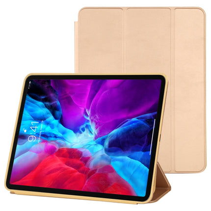 For iPad Pro 12.9 inch (2020/2021) 3-fold Horizontal Flip Smart Leather Tablet Case with Sleep / Wake-up Function & Holder(Gold)-garmade.com