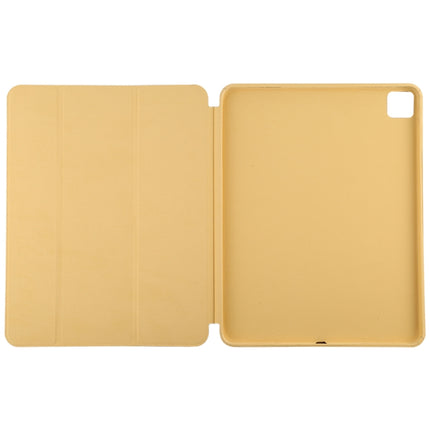 For iPad Pro 12.9 inch (2020/2021) 3-fold Horizontal Flip Smart Leather Tablet Case with Sleep / Wake-up Function & Holder(Gold)-garmade.com