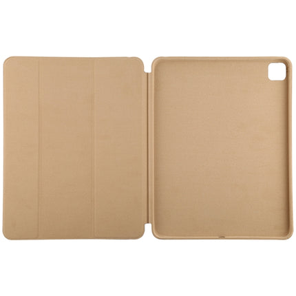 For iPad Pro 12.9 inch (2020/2021) 3-fold Horizontal Flip Smart Leather Tablet Case with Sleep / Wake-up Function & Holder(Orange)-garmade.com
