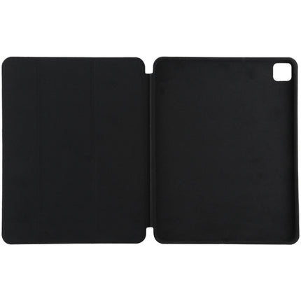 For iPad Pro 12.9 inch (2020/2021) 3-fold Horizontal Flip Smart Leather Tablet Case with Sleep / Wake-up Function & Holder(Black)-garmade.com