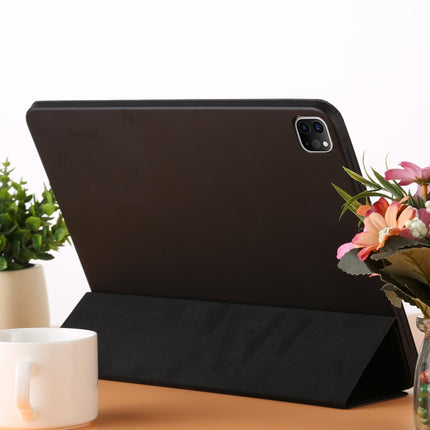 For iPad Pro 12.9 inch (2020/2021) 3-fold Horizontal Flip Smart Leather Tablet Case with Sleep / Wake-up Function & Holder(Black)-garmade.com