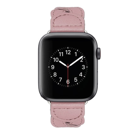 Twist Stitched Genuine Leather Watch Band For Apple Watch Ultra 49mm&Watch Ultra 2 49mm / Series 9&8&7 45mm / SE 3&SE 2&6&SE&5&4 44mm / 3&2&1 42mm(Pink)-garmade.com